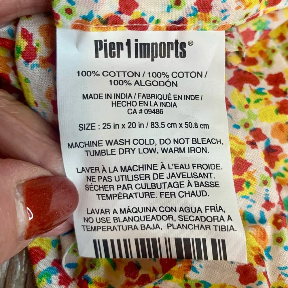 Pier 1 Imports Tiered Ruffle Apron Cottagecore Floral Yellow & Pink